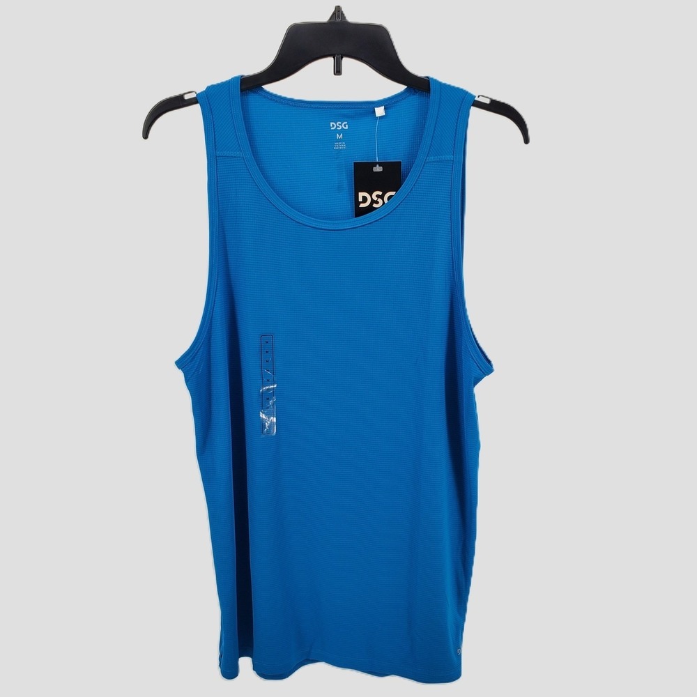 DSG Run Tank Top Medium Blue Gleam Moisture Wicking Reflective Activewear New
